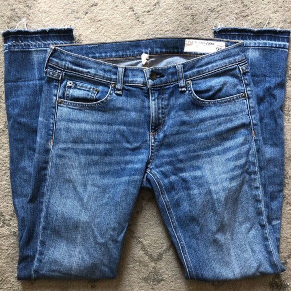 (3 for $60) Rag & Bone Blue Jeans w/Folded Raw Hems - Picture 5 of 6